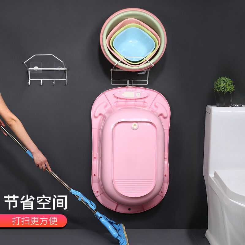 折叠脸盆架卫生间壁挂式浴t盆置物架免打孔放盆神器浴室盆子收纳,家庭/个人清洁工具,脸盆架,淘宝优惠券,粉丝福利购,淘宝优惠卷