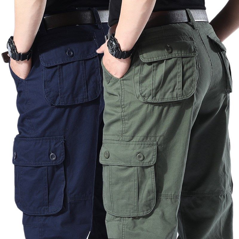 春秋宽松大码工装裤男士潮流中裤下装干活多口袋休闲直筒马裤,男装,休闲裤,淘宝优惠券,粉丝福利购,淘宝优惠卷