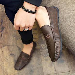 秋季2023新款男透气豆豆鞋男鞋韩版潮流休闲鞋夏季软底英伦懒人鞋