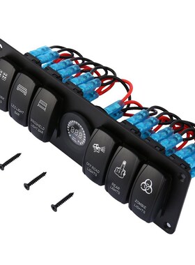 Colorful 12V 6 Gang Rocker Switch Panel Circuit Breaker LED