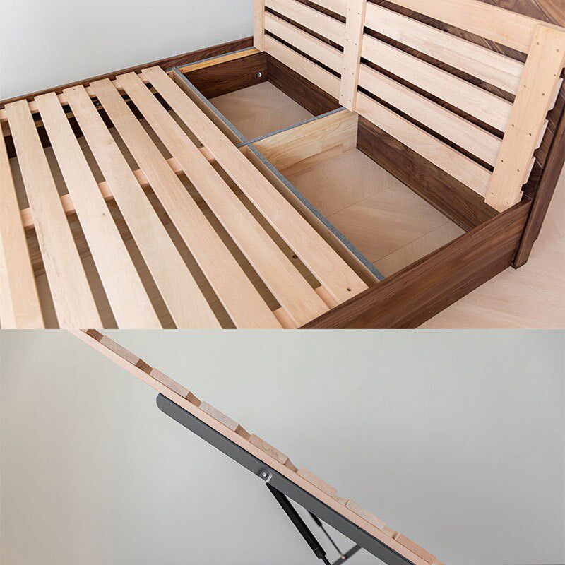 北美黑胡桃木储物床现代简约橡木卧室高箱收纳气压双人床实木婚床