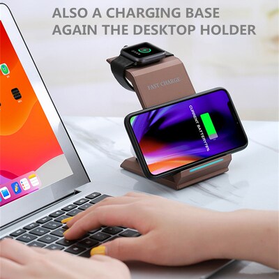 15W Wireless Charger 3 in 1 Fast Charging Stand for iPhone 1