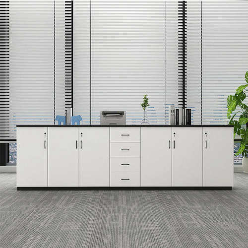 办公室文件柜矮柜储物柜子木质带锁资料柜档案柜收纳柜子白色地