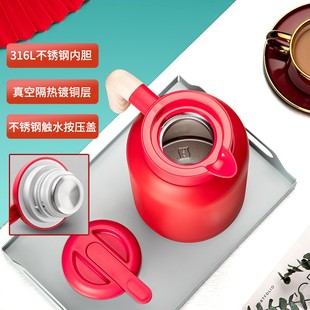 琪虎保温壶家用结婚陪嫁一对红色开水暖瓶高档2升办公室热水壶