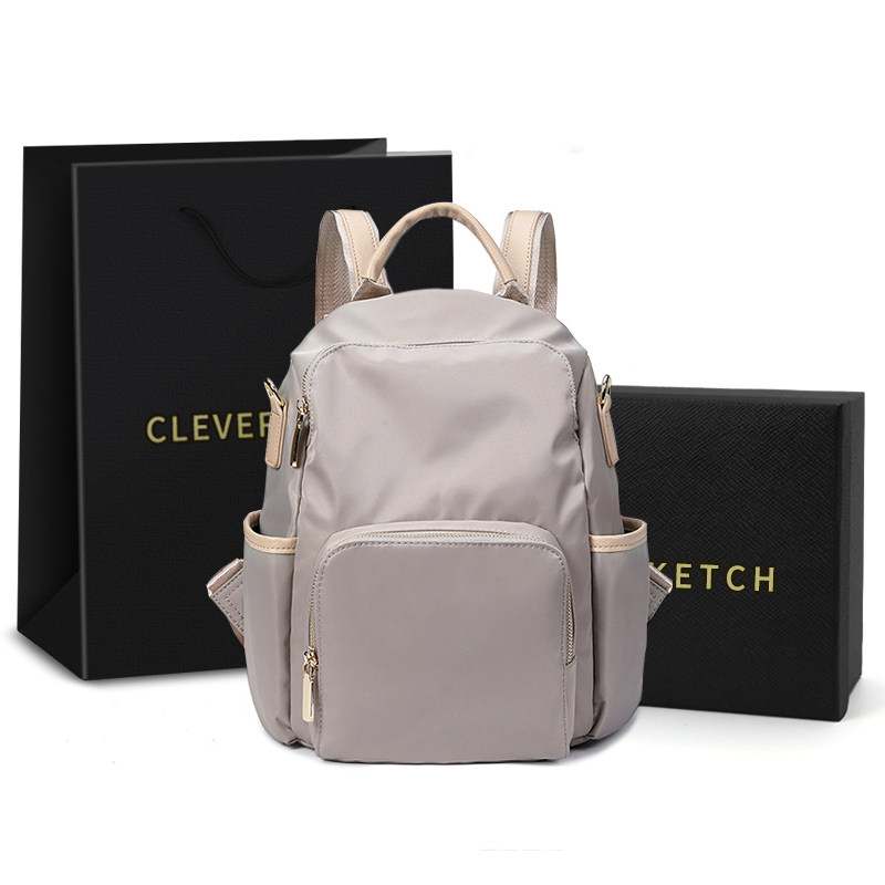 双肩包女粉色2021新款防盗背包轻便尼龙旅行包简约百搭学生书包潮