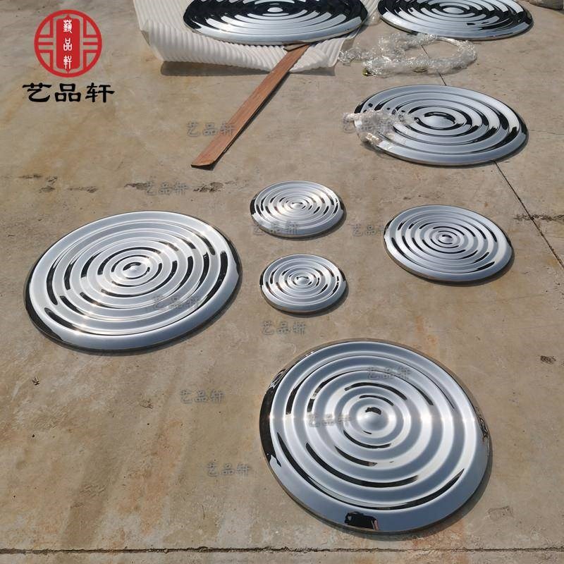 户外水景不锈钢镜面水波纹水滴雕塑艺术品水池金属涟漪景观装置