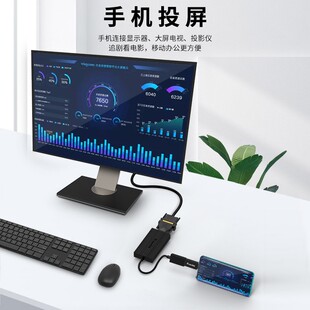 睿因外置显卡分屏转换器usb3.0转HDMI高清4KO炒股电脑笔记本投屏