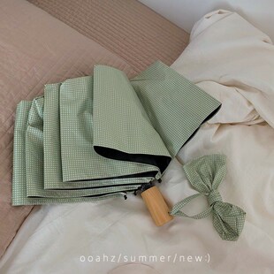 95N青瓜气泡水|清凉一夏 高防晒晴雨两用N伞 格子黑胶太阳伞防紫