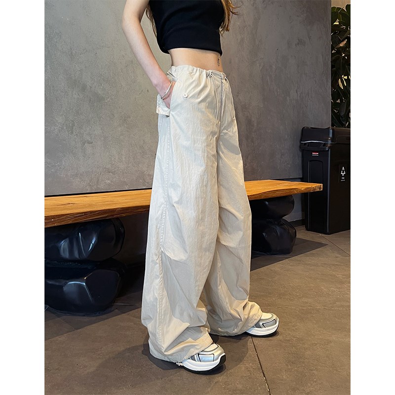 美式速干工装裤女夏季薄款小个子垂感冲锋裤休闲直筒X阔腿运动长