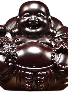 黑檀木雕弥勒佛像摆件一团和气坐笑佛家居客厅装饰开业送礼工艺品