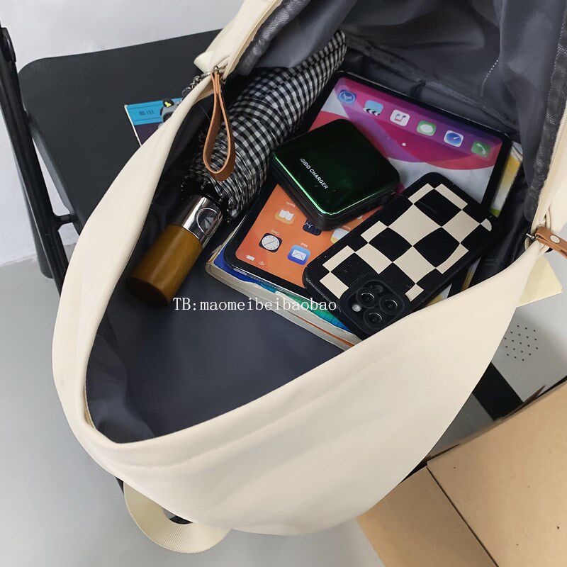 高中生书包男生大学生黑色电脑双肩包女高级感纯色旅行背包大容量