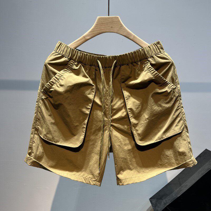 夏季薄款冰丝工装休闲运动短裤男士潮牌速干沙滩裤美式宽松五分裤
