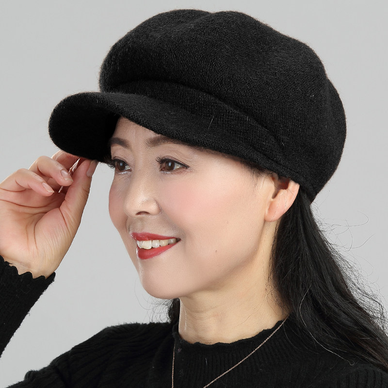 中年妈妈帽子秋冬女士冬帽中老年女帽女式冬女秋百搭妇女八角帽