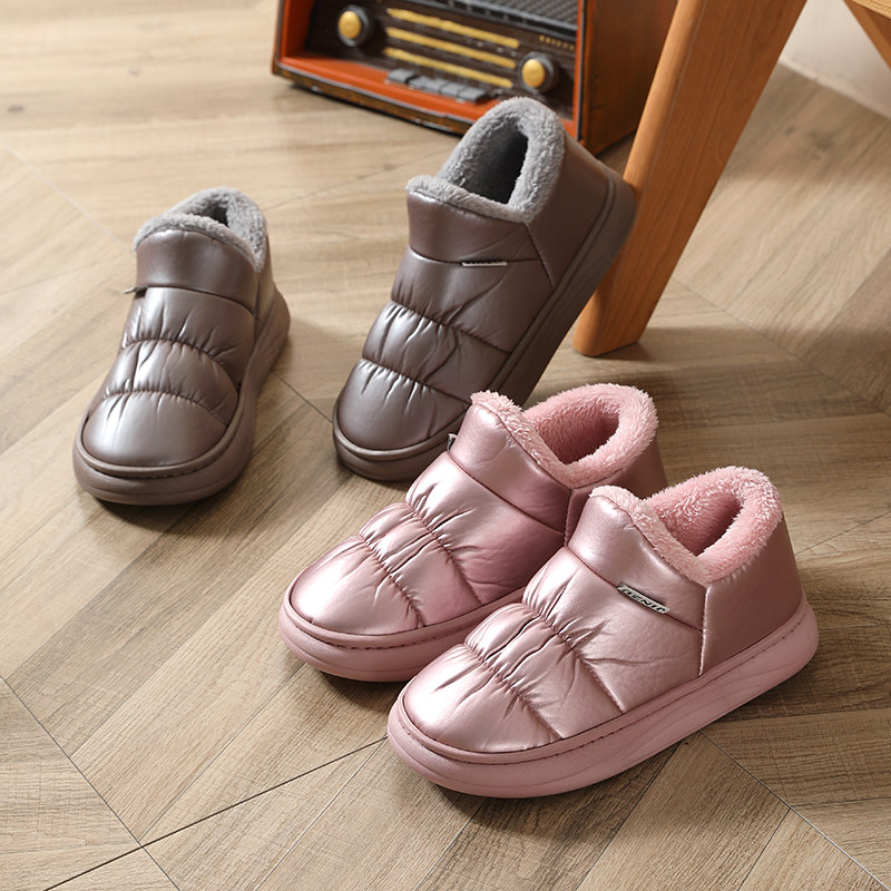 棉拖鞋女士冬季包跟男款厚底防水防滑保暖外穿情侣室内带后跟棉鞋