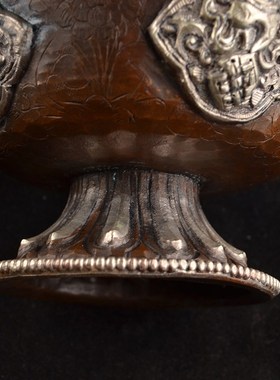 尼泊尔雕花纯铜供水碗 供佛供水杯圣水杯 手工打造 口径10cm 15cm