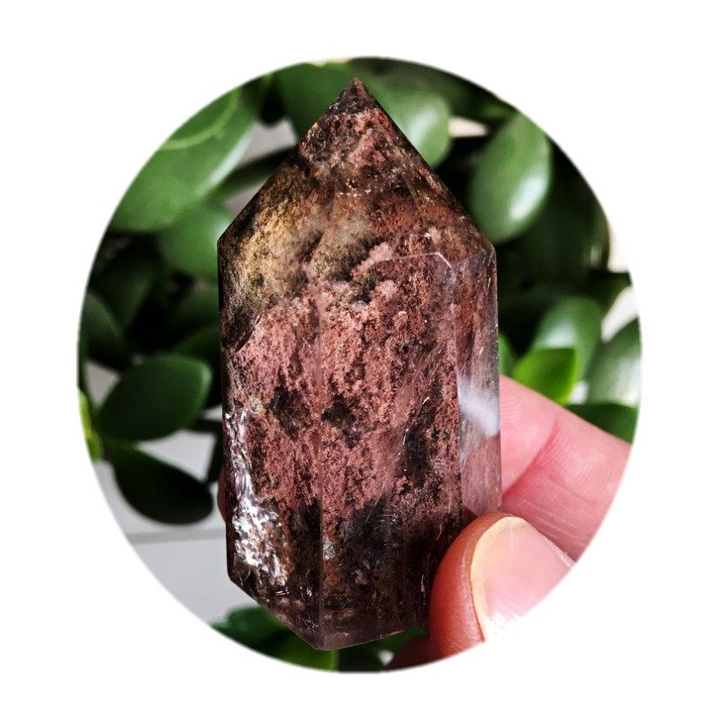 天然绿幽a灵水晶柱摆件原石矿石标本水晶毛料红幽灵绿幽灵水晶柱