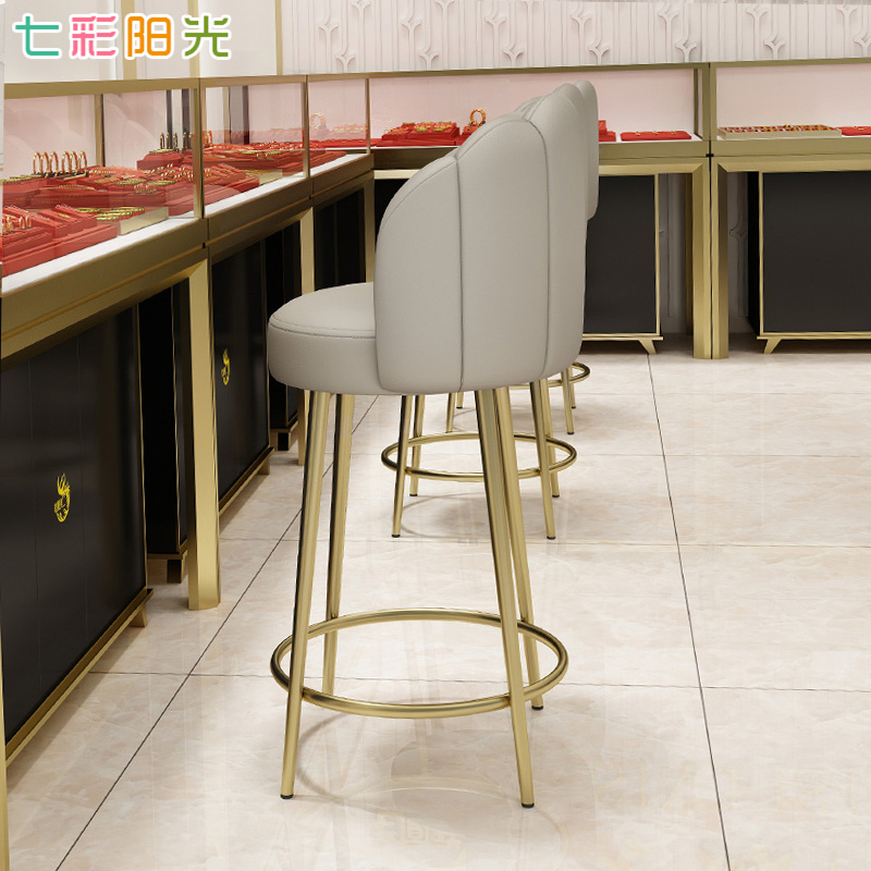 前台接待椅子现代简约吧台椅珠宝店专用靠背椅子收银台柜台高脚凳