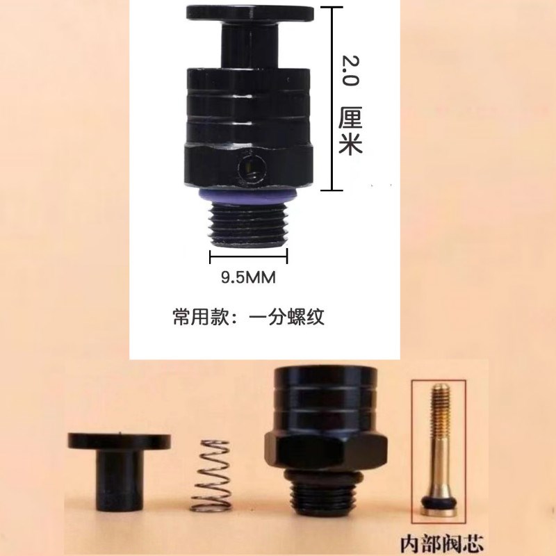 开关配件快拍排气泄压阀新款气门芯快速按压式泄气快速除尘设备