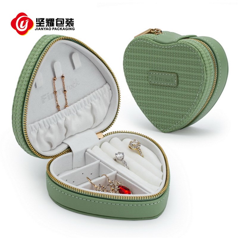 新品便携饰品盒旅行嫩绿色压纹PzU珠宝收纳包耳钉项链珠宝盒首饰