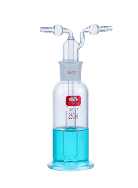孟氏气体洗瓶多孔玻璃加厚实验室直管特氏洗气瓶l250/500/1000ml