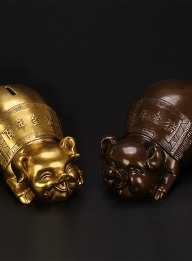 徽匠铜韵 纯铜生肖猪金猪摆件猪 金钱猪装饰品 家居摆设礼品