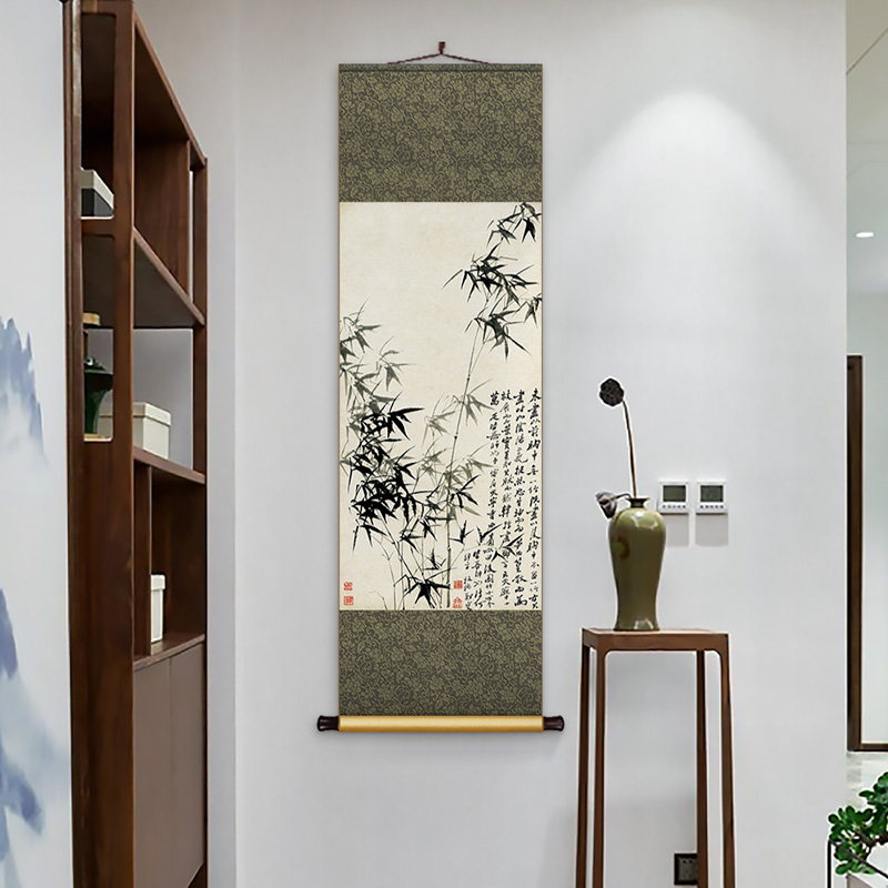 名家国画郑板桥竹子挂画新中式客厅书房装饰画卷轴装裱办公室字画,家居饰品,现代装饰画,淘宝优惠券,粉丝福利购,淘宝优惠卷