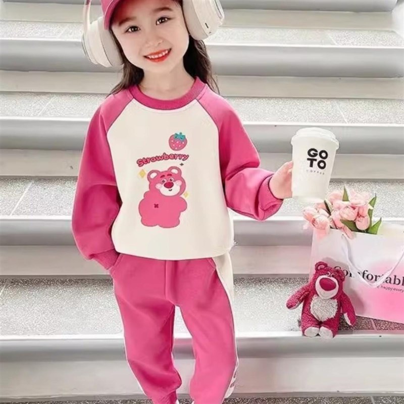 女童套装春秋2025新款儿童洋气时髦女宝宝纯棉卫衣休闲春装两件套