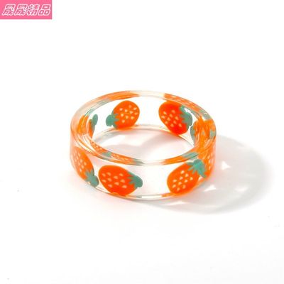 推荐Acrylic fruit rings creative transparent resin ring fema