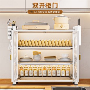 碗架厨房碗碟置物架家用碗柜台面筷盘柜门L防尘收纳盒多功能沥水