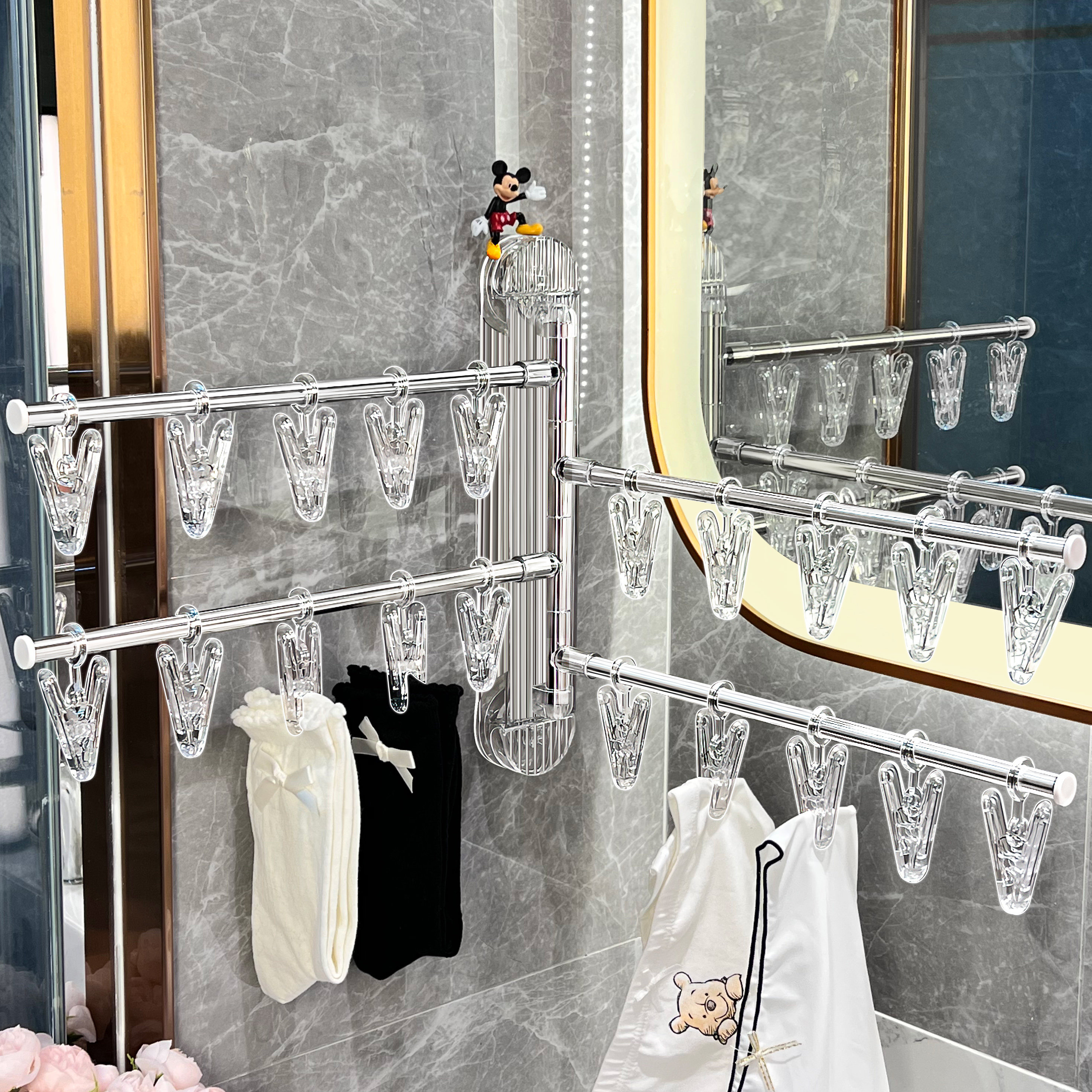 吸盘袜子晾晒架阳台折叠多功能晒袜子神器夹袜子内衣晾衣架多夹子,收纳整理,塑料衣架,淘宝优惠券,粉丝福利购,淘宝优惠卷