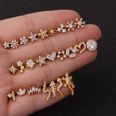 1PC Rose Gold CZ helix earring cartilage tragus stud barbell