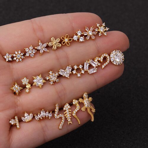 1PC Rose Gold CZ helix earring cartilage tragus stud barbell