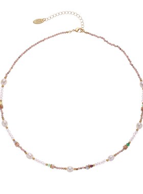 18K镀金首饰欧美小众时尚温柔y气质天然石真珍珠ins串珠项链饰品