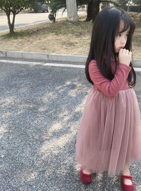 2023秋冬女童洋装 儿童澳绒柔软亲肤长袖蓬蓬纱裙 W公主连身裙子