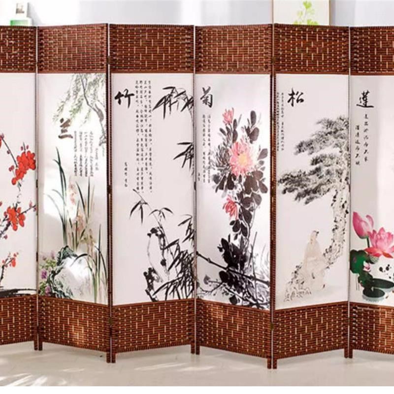 中式简易屏风隔断墙折屏客厅卧室遮挡简约现代折叠移动布屏障家用