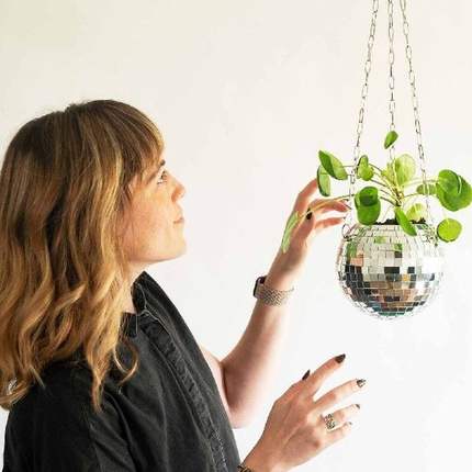 新品Disco Ball Planter Globe Shape Hanging Vase Flower Plant