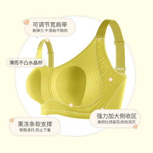 内衣大胸显小收副乳防下垂夏季超薄款文胸聚拢无痕无钢圈大码胸罩