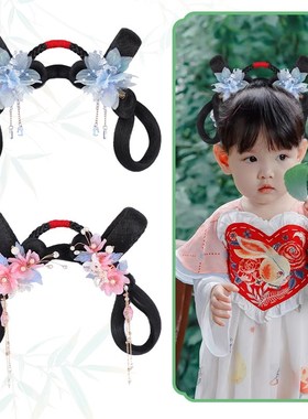 古风汉服假发包儿童一体式懒人发箍古装头饰可爱日常百搭明制造型