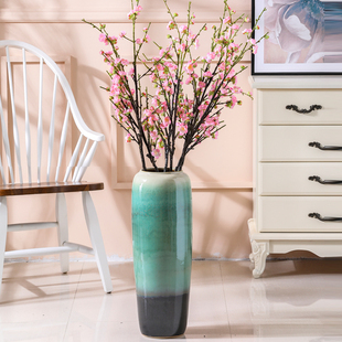 欧式陶瓷落地高大花瓶简约花盆60CM富贵竹客厅干花插花装饰品摆件