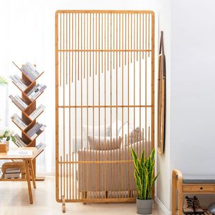 现货速发日式 竹子屏风隔断客厅家用简约实木格栅折叠移动入户玄关