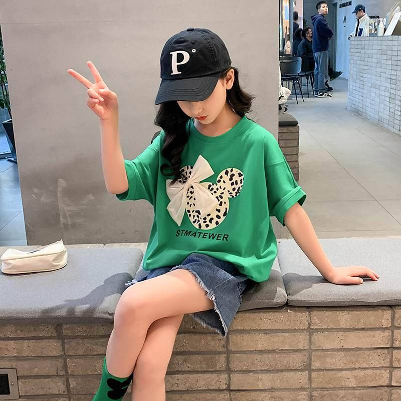 女童短袖夏装2023新款洋派半袖童装夏中大童上衣夏R季儿童T;.;&r