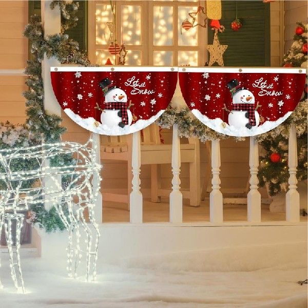 极速Fan Shaped Christmas Garden Flag 2 Pieces Christmas Bunt