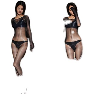 【宏】两片式加裆加大玻璃油光1D透明油亮丝袜加长连体全身连身袜