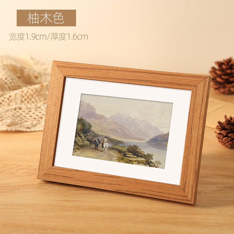 3JO实木相框摆i台挂墙洗照片做成小框架七寸6寸 8 12复古木质桌面