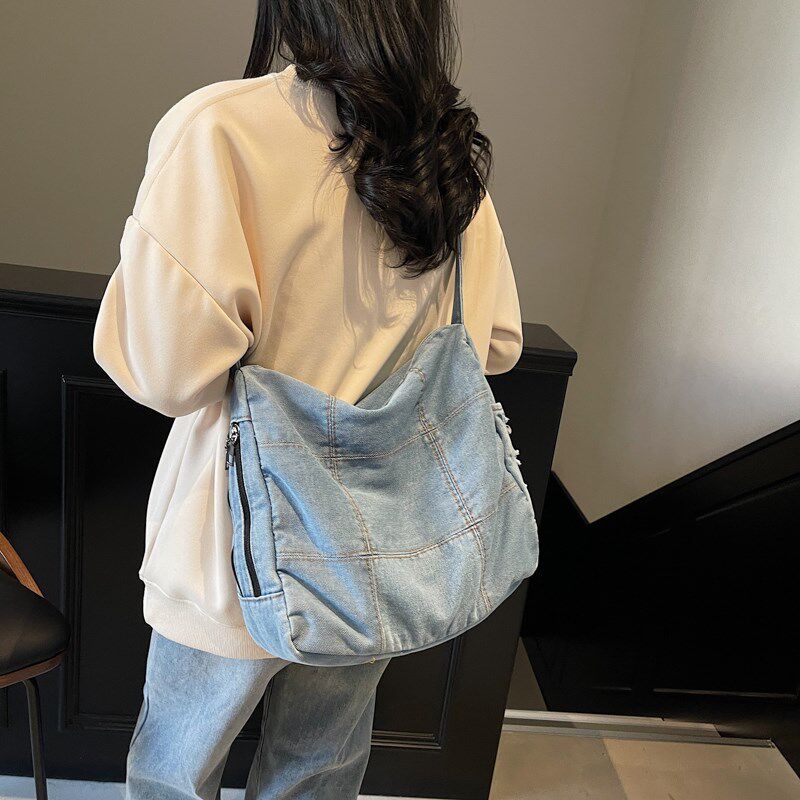 2.22花曦家新品 牛仔布单肩斜挎包女2025韩版森系挎包大学生包袋