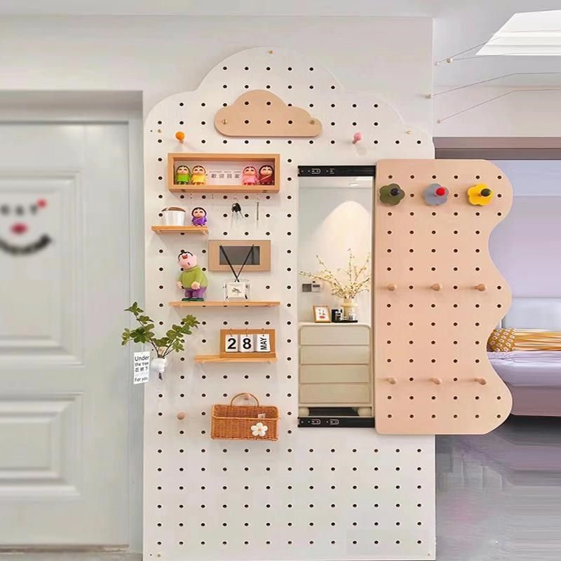 洞洞板置物架入户玄关实木云朵收纳上墙挂衣架隐藏穿衣镜一体定制,住宅家具,搁板/置物架/家用陈列架,淘宝优惠券,粉丝福利购,淘宝优惠卷