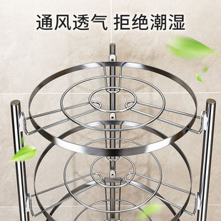 厨房三角置物架落地多层不锈钢扁铁墙角放锅架子可折叠锅具收纳架