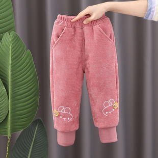 女童加绒加厚裤子新款2023儿童一条过冬内搭P裤保暖裤宝宝冬季棉