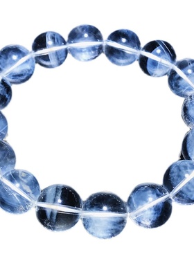 天然蓝针手链吊坠异象白水晶黄水晶手串蓝色圆珠显针天使的羽毛