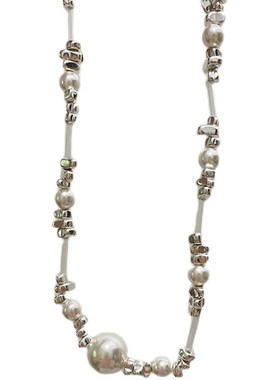 小众设计感碎银子珍珠项链女气质个性碎银几两锁骨链网红拼接颈链